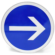 Panneau obligation de tourner B21 classe 2 Ø650 mm 4 rails | 1-02-2-029f2