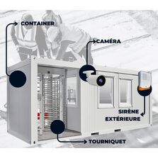  Bâtiment mobile sécurisé avec tourniquet de contrôle d'accès intégré