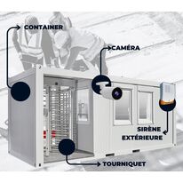  Bâtiment mobile sécurisé avec tourniquet de contrôle d'accès intégré