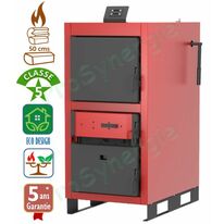 Chaudière bois domestique à gazéification 20, 30, 40 ou 50 kW, classe 5 - haut rendement, contrôleur de puissance, extracteur de gaz de combustion, bûches 50 cm max