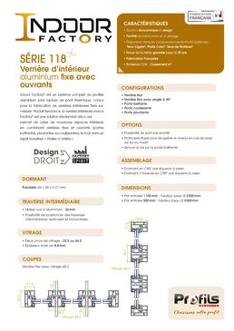 Verrière d’intérieur aluminium fixe avec ouvrants | INDOOR FACTORY - Série 118