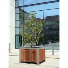 Jardinière en bois et acier, carrée ou ronde | Cinéo