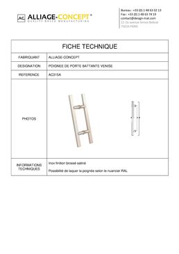 Poignée de porte battante rectangulaire | Venise - AC315A