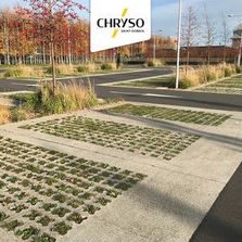 Pavage drainant végétalisé en béton coulé sur armature alvéolaire | GrassCrete™