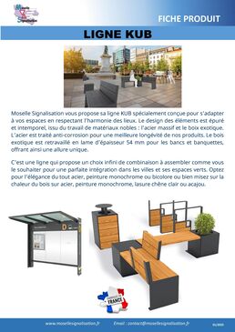 Ligne de mobilier urbain en acier et en acier bois | Gamme KUB