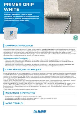 Primaire d’adhérence multi-usages | PRIMER GRIP WHITE à base de résines synthétiques