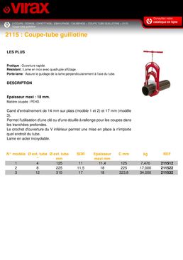 Coupe-tube guillotine pour la découpe des tuyaux PEHD | Virax