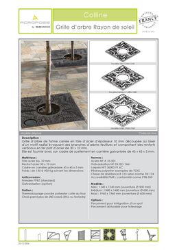 Grille d’arbre | Grille d’arbre Rayon de Soleil en acier découpé laser