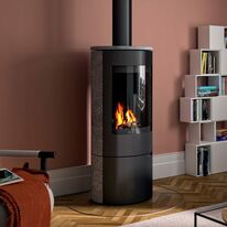 Poêle à bois rond acier et pierre ollaire | SOULOR 7,4 kW