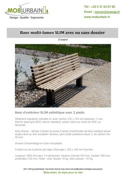 Banc public SLIM multi-lames