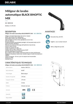 Mitigeurs électroniques à piles ou sur secteur | BLACK BINOPTIC MIX 488MCHB et MIX 388MCHB