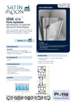 Porte repliable aluminium autoportée | SATIN MOON - Série 616