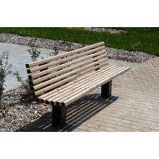 Banc public multi-lames acier-bois pour aménagement espaces extérieurs | BASLIM