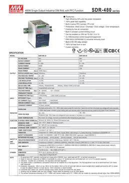 Alimentation secteur AC-DC sur rail DIN | Mean Well SDR-480-24