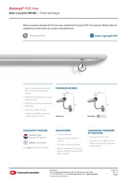 Main-courante tubulaire sans PVC | HR-6N Acrovyn PVC-Free