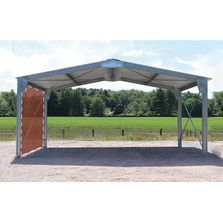 Abri bi-pente en kit - 8x5x3,35m - bardé sur un long pan bas