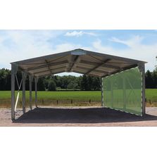 Abri bi-pente en kit - 6x15x3,35m bardage: 2 pignons + 1 long pan bas