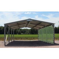 Abri bi-pente en kit - 6x15x3,35m bardage: 2 pignons + 1 long pan bas