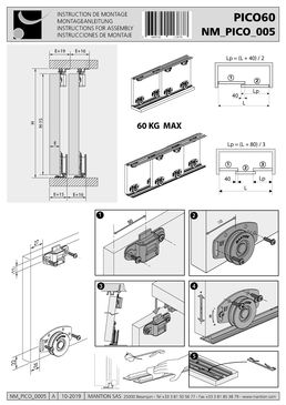 Système pour portes de placard rail aluminium et PVC capacité 60 Kg | PICO 60 