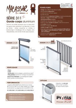 Garde-corps aluminium vitré, barreaudé, tôlé | MACASSAR - Série 311