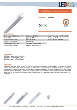 Tube LED avec connexion latérale T8 900 mm 14W | T8 1C