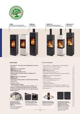 Poêle à bois rectangulaire en fonte - laqué noir ou émaillé blanc | Corna 