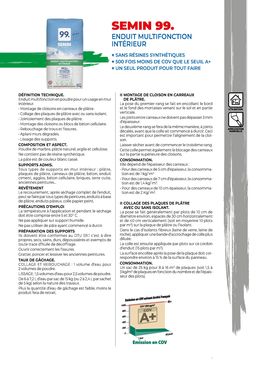 Enduit en poudre à base de matériaux naturels pour usage intérieur | Semin 99