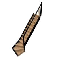 Escalier Uno quart tournant bas hêtre bicolore avec rampe | LAPEYRE SERVICES