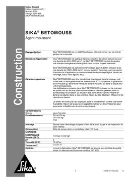 Additif moussant pour béton et mortier | Betomouss