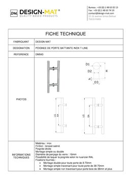 Poignée de porte battante droite | T-Line - DM043