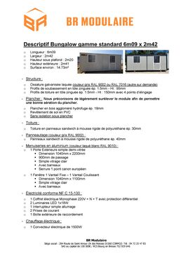 Bungalow neuf gamme standard 6,09 x 2,42 m