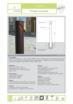 Potelet de voirie | Potelet Amande en acier avec insert inox décoratif