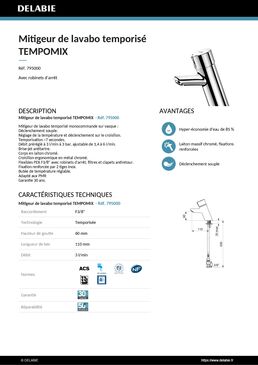 Mitigeur de lavabo temporisé avec robinets d'arrêt | TEMPOMIX 