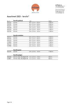 Profils de coffrage standard