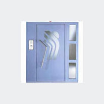 Bloc-porte d'immeuble en acier laqué ou inox avec colonne technique latérale | Occitane