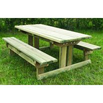 Table à bancs intégrés en pin | Table détente