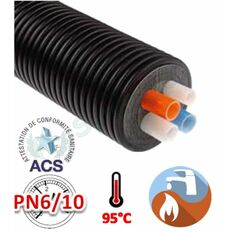 Tube quadruple flexible pré-isolé (à enterrer) Chauffage + Sanitaire TERRAFLEX PN6 et PN10 - Ø 20 à 40mm (DN15 à 32) | SITE010385