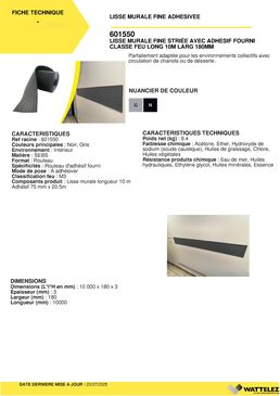 Lisse murale fine striée avec adhésif fourni, longueur 10 m, largeur 180 mm | WATTELEZ 