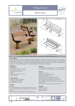 Banc urbain | Banc Bios en bois et acier pour aménagements extérieurs