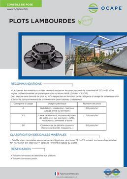 Plots OCAPE pour toiture-terrasse dalles ou lambourdes