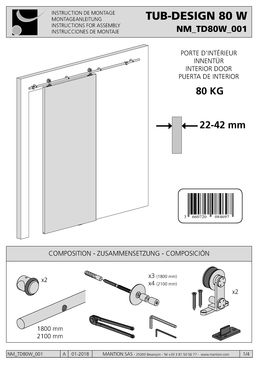 Système coulissant pour portes en bois ou en verre | TUB-DESIGN 80 W – 80 G