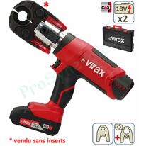 Sertisseuse Viper M2X Virax - Coffret 2 batteries 18V et chargeur avec Pince mère et sans Inserts - Capacité maxi métal 28 mm et composites 40 mm