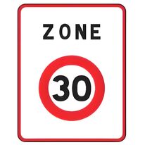 Panneau B30 entrée dans une zone 30 km/h taille 500 x 650 mm | 1-02-2-047