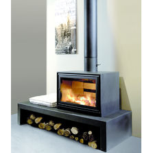 Pôele à bois avec meuble coordonné | Lineo