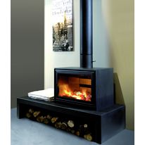 Pôele à bois avec meuble coordonné | Lineo