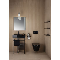 Plan vasque noir brillant sur structure métallique | Cartel The Dark Side