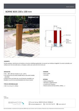 Borne de voirie en bois | Borne bois 200 × 100 mm sur structure métallique galvanisée