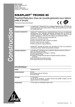 Plastifiant/réducteur d'eau pour béton | Sikaplast Techno 80