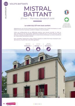 Volet battant aluminium avec motorisation solaire et bâti rénovation | Mistral battant solaire 