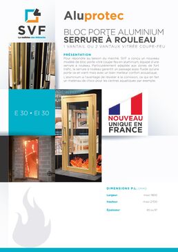 Porte vitrée coupe-feu aluminium équipée d'une serrure à rouleau | E30 - EI30 - EI60